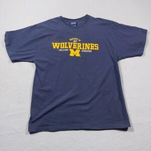 Vintage Michigan Wolverines‎ Shirt Men Large Embroidered Graphic Navy Blue